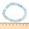 Natural Aquamarine Round Bead Stretch Bracelets for Men Women BJEW-U034-01C-05-5
