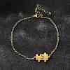 201 Stainless Steel Pulsera Puzzle Link Bracelets BJEW-B128-03G-1