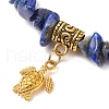 Natural Lapis Lazuli Chip Beaded Charm Bracelets for Women BJEW-JB11371-3
