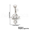 Elegant and Stylish Cross Brass Rhinestone Belly Rings Curved Barbell UZ1894-4-1