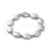 Synthetic Hematite Oval Beaded Stretch Bracelet for Men Women G-C006-12-2