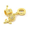 Rack Plating Brass Micro Pave Cubic Zirconia European Dangle Charms KK-P270-02G-G-2