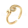 Brass Micro Pave Clear Cubic Zirconia Cuff Rings for Women RJEW-H247-25G-4