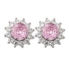 Flower Brass Micro Pave Clear Cubic Zirconia Stud Earrings for Women EJEW-G428-17P-4