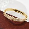 Brass Micro Pave Clear Cubic Zirconia Hinged Bangles for Women BJEW-K274-12G-3