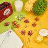 BENECREAT 32Pcs 8 Styles Food Grade Eco-Friendly Silicone Beads with Baking Painted Zinc Alloy Knitting Stitch Marker Rings SIL-BC0001-09-5