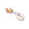 5Pcs 5 Colors Starfish Dyed Synthetic Turquoise & Natural Cowrie Shell Pendants PALLOY-JF03936-4