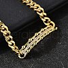 Brass Micro Pave Clear Cubic Zirconia Rectangle Link Bracelets BJEW-F498-01A-G-4