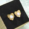 Natural White Jade & Ion Plating(IP) 304 Stainless Steel Heart Stud Earrings EJEW-A118-04G-04-2