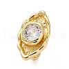 Brass Pave Cubic Zirconia Adjustable Open Cuff Rings for Women RJEW-R032-01G-4