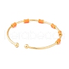 Brass Resin Bamboo Stick Open Cuff Bangles for Women BJEW-S147-02G-3