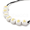Acrylic Flat Round with Letters Braided Bead Bracelet for Women BJEW-JB07571-02-4