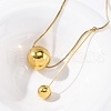 304 Stainless Steel Round Ball Pendant Snake Chain Necklaces NJEW-U028-03G-2