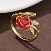 Flower Brass Micro Pave Cubic Zirconia Cuff Rings RJEW-A069-02B-02G-1