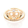 Crown Brass Micro Pave Clear Cubic Zirconia Adjustable Ring Settings KK-T076-29G-2