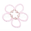 Natural Rose Quartz Stretch Heart Link Bracelets BJEW-P265-01D-1