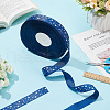 100 Yards Star Print Polyester Grosgrain Ribbon OCOR-WH0088-76-4