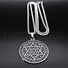 304 Stainless Steel Star of David 12 Constellation Pendant Necklaces NJEW-K283-32P-3