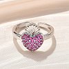 Sacred Heart Brass Micro Pave Cubic Zirconia Cuff Rings for Women RJEW-B117-01P-03-3