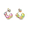 Ion Plating(IP) 304 Stainless Steel Rectangle Stud Earrings EJEW-P202-06MC-1