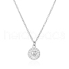 Stainless Steel Flat Round with Heart Pendant Necklaces for Women Casual Daily Jewelry EU8880-1-2