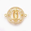 Brass Micro Pave Cubic Zirconia Links ZIRC-E153-25G-NR-1