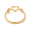 Ion Plating(IP) 201 Stainless Steel Heart Beat Finger Ring for Valentine's Day RJEW-G266-36G-2
