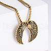 Retro Rock Punk Men's Angel Wing Stainless Steel Pendant Necklaces LC1014-2-1