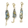 Wire Wrapped Nuggets Electroplated Natural Quartz Crystal Pendant Decorations HJEW-JM03127-05-2