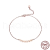 925 Sterling Silver Cable Chain Anklet with Natural Freshwater Pearls AJEW-F162-010RG-2