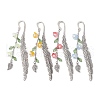 4Pcs 4 Colors Alloy Feather Bookmarks AJEW-TA00024-1