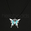 Glow in the Dark Luminous Stainless Steel Butterfly Pendant Necklaces PW-WG86035-01-2
