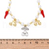 Brass Micro Pave Clear Cubic Zirconia Beaded Necklaces NJEW-Z059-06GP-5