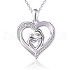 Alloy Crystal Rhinestone Heart with Mother and Baby Pendant Necklaces for Mother's Day FS-WGAE5FE-01-2