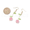 Flower Glass Dangle Earrings EJEW-JE06445-03-4
