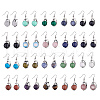 Natural & Synthetic Gemstone Dolphin Dangle Earrings with Crystal Rhinestone EJEW-A092-20P-1