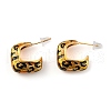Leopard Print Brass Enamel Stud Earrings for Women EJEW-U055-12A-G-2