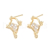 Brass Micro Pave Cubic Zirconia Stud Earring Findings KK-E107-13G-1