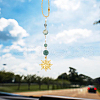 Alloy Sun Moon Star & Natural Gemstone Pendant Decorations HJEW-DR00025-5