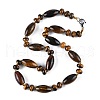 Natural Tiger Eye Beaded Necklaces NJEW-S388-13-4