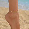 Brass & Colorful Plastic Beaded Double Layer Anklets for Women's Beach Party Gathering DX4232-5