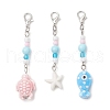 3Pcs Ocean Theme Porcelain Charm & Glass Beads Pendant Decorations HJEW-JM03154-2