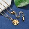 Clover 304 Stainless Steel Pendant Necklaces NJEW-M109-01G-3