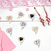 DELORIGIN 16Pcs 8 Colors Glass Melting Heart Pendant PALLOY-DR0001-02-5
