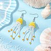 304 Stainless Steel Glass Seed Beaded Jellyfish Dangle Earrings EJEW-MZ00435-4
