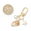 Spiral Shell & Synthetic Turquoise Starfish Pendant Decorations HJEW-JM03171-05-3