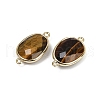Natural Tiger Eye Faceted Connector Charms G-K347-11G-22-2