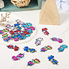 24pcs 6 Colors Printed Alloy Kitten Connector Charms ENAM-TA0001-44-12