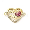 Mother's Day Brass Micro Pave Clear & Hot Pink Cubic Zirconia Connector Charms KK-Q066-10P-1