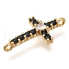 Brass Pave Black & Clear Cubic Zirconia Connector Charms KK-M101-02B-G-2